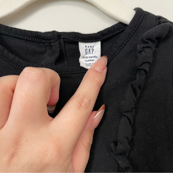 Baby GAP Black & Holiday Tartan Plaid Long Sleeve Dress Girls Size 12-18 Months - Picture 4 of 5